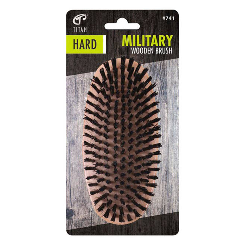Titan Military Brush Hard Bristle Natural Silk Bristles for Effective Styling Suitable for All Hair Types 1Ea
